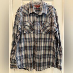Men's Cody James XL 100% Cotton Pearl Snap Western Plaid Button Down Up Shirt